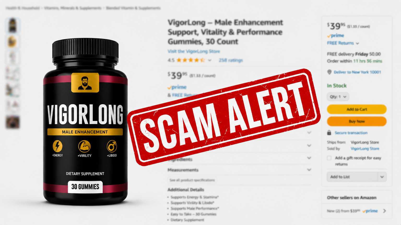 Fake VigorLong scam alert